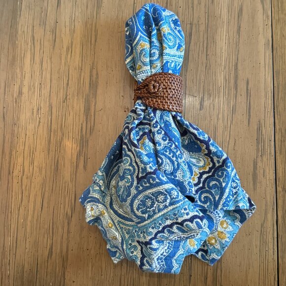 Pottery Barn Paisley Cotton/Linen Blue Table‎ Napkin set of 6 - Picture 1 of 5